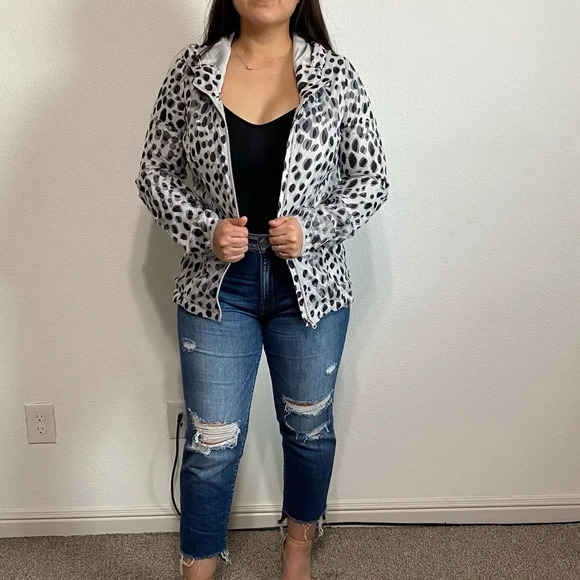 Lorna Jane Sheer Overlay Polka Dot Full Zip Jacket Size XS - Picture 1 of 9